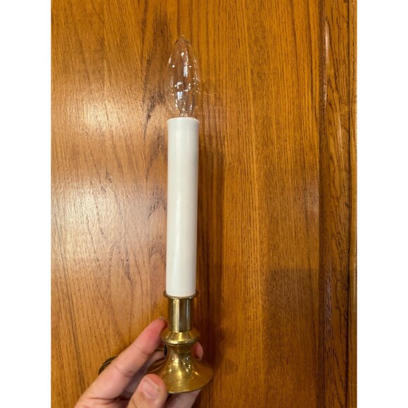 5 Electric Window Candle Lamps with Brass Plated Base, On/Off Switch, Light Bulb - Picture 3 of 4